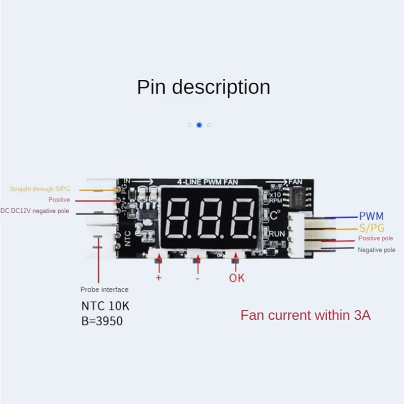 พัดลมควบคุมอุณหภูมิ12V PWM 4สายตัวควบคุมความเร็วตัวควบคุมโมดูลลดเสียงรบกวนรองรับการควบคุมความเร็วพัดลมทนทาน