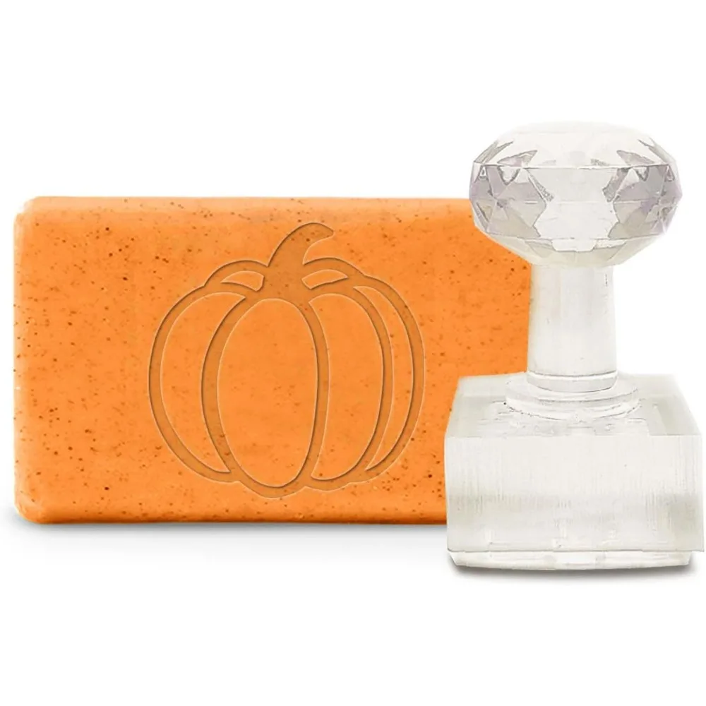 Acrylic Soap Stamp Pumpkin Handmade Soap Chapter Imprint Embossing with Handle Embossing for Cookie Clay Pottery Stamp Biscuits