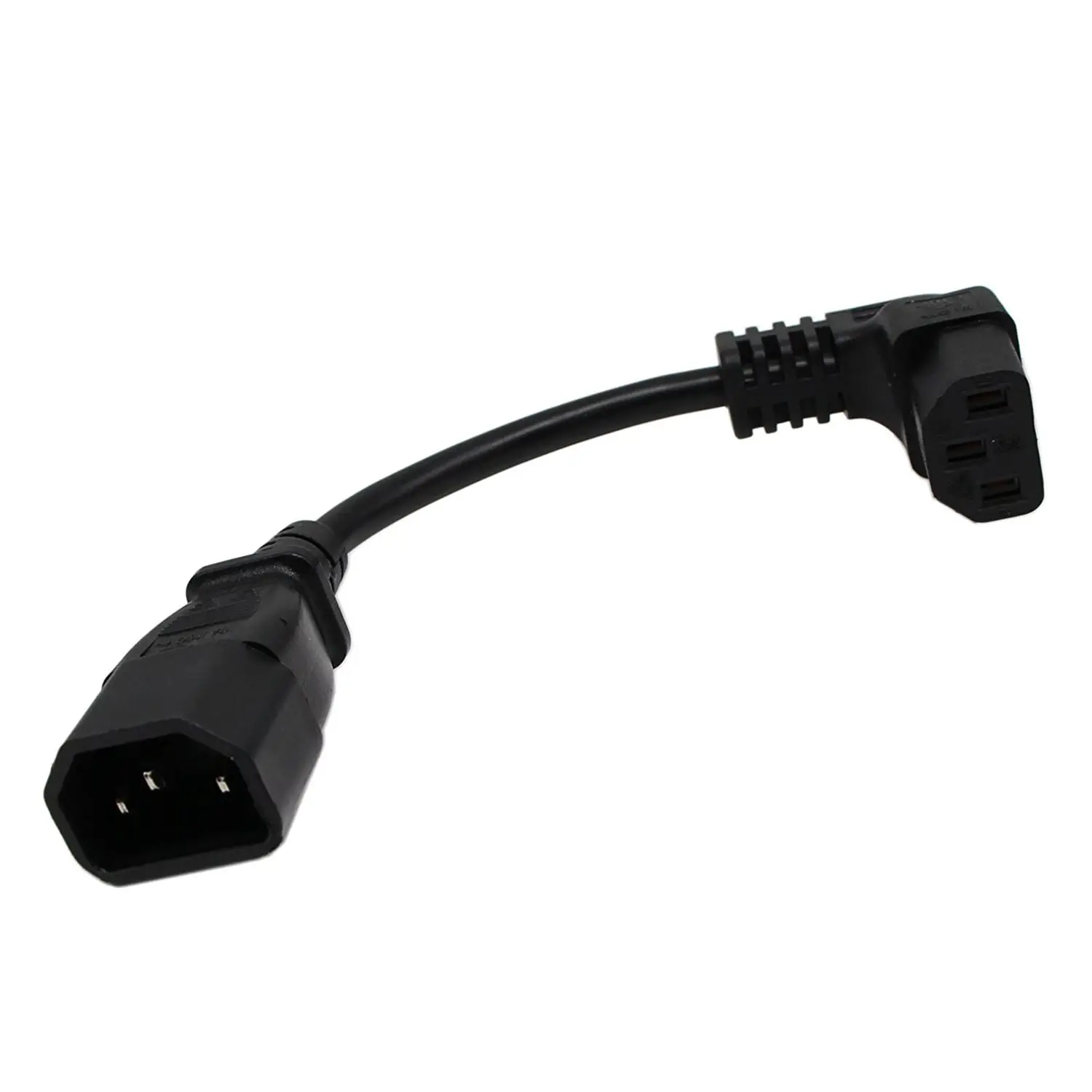 18cm IEC 320 90 Degree C13 3 Pin Female to C14 3 Pin Male PDU Power Supply Extension Cord for Computer LED HDTV Monitor and Scan