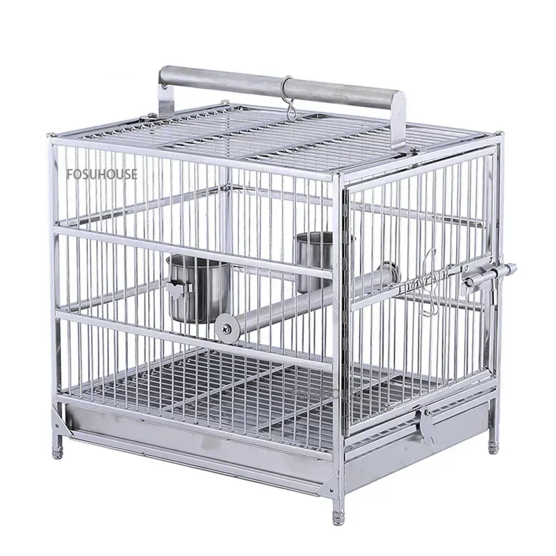 304 Stainless Steel Bird Cage Breeding Bird Nest Small Parrot Cage Portable Outing Budgie Cockatiel Starling Special Bird Cage M