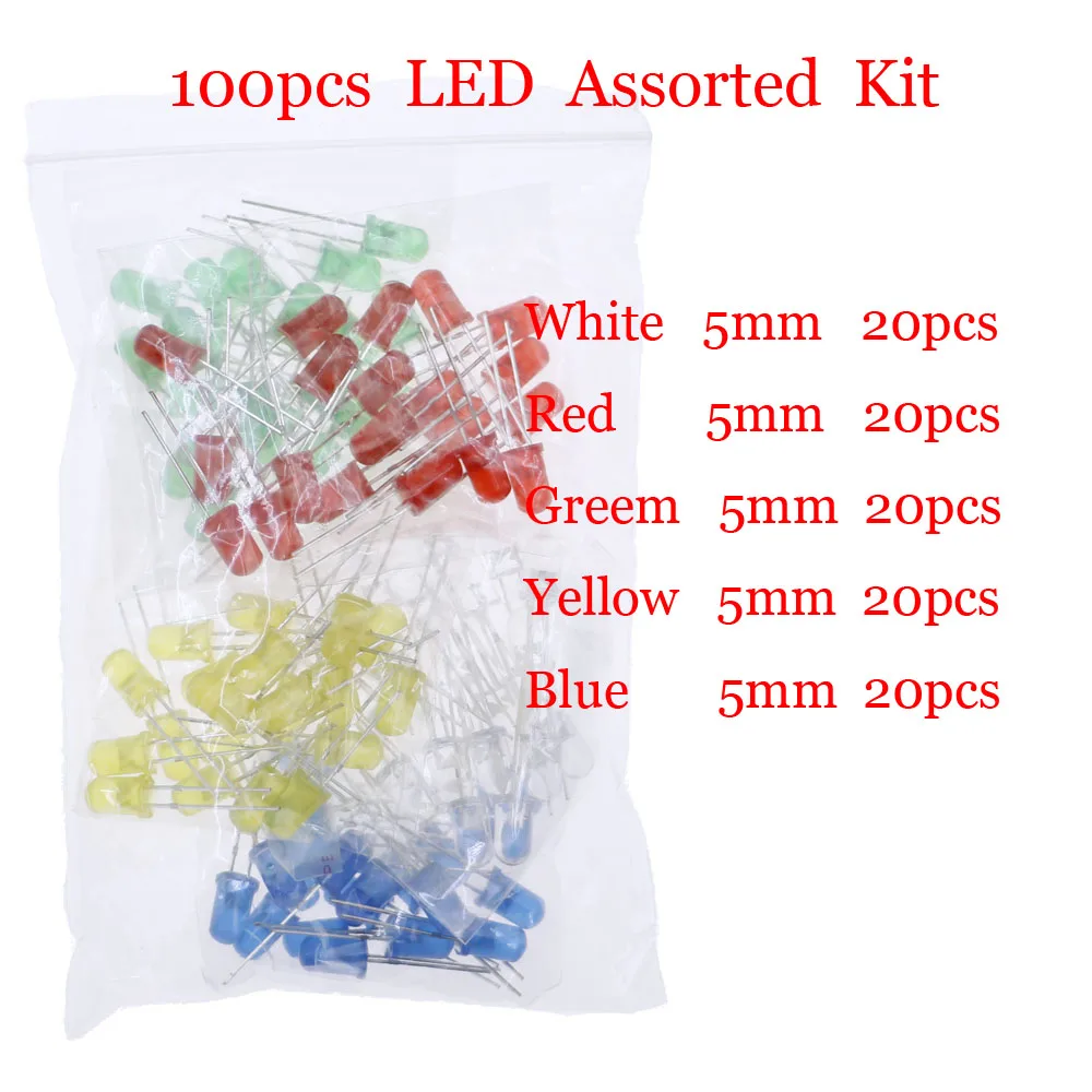 7 Nilai DIY Komponen Besar Kit 3/5MM LED Dioda dan Triodes Keramik Elektrolit Keramik Resistor Film Logam