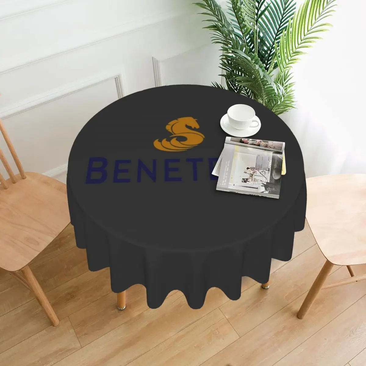 Beneteau Yachts Fishing Boats Logo Waterproof Round Tablecloth Oilproof Table Cloth for Kitchen Events Dining Table Cover