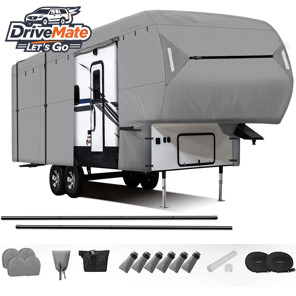 

Waterproof Windproof Bumper Pull Horse Trailer Cover, Grey SFS Aquashed Top/Grey Polypropylene Sides