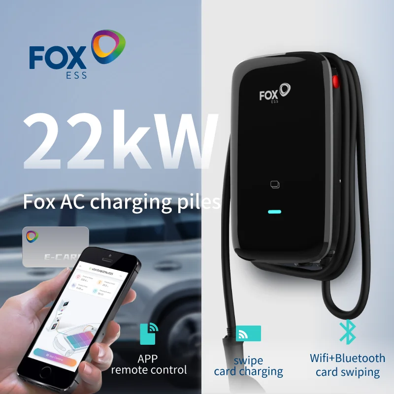 

FoxESS 22kw EVSE charger 32A 3P electric car charger With CARD EVSE charging station GBT chargers wallbox IP55