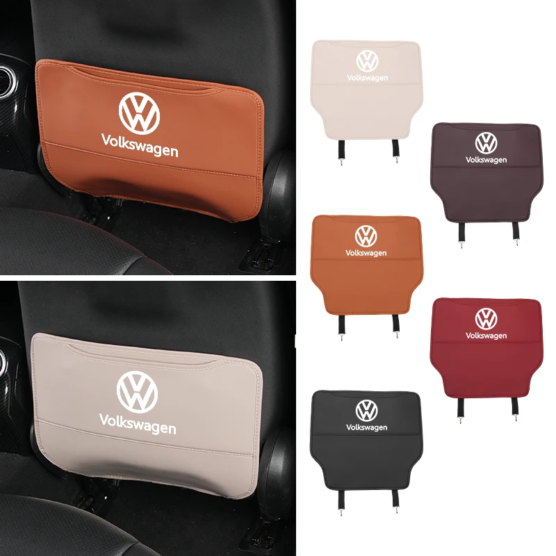 Car Anti-kick Pad Auto Seat Back Organizer Storage Bag For VW Tiguan CC Jetta Polo Golf Passat Scirocco T-ROC Touareg