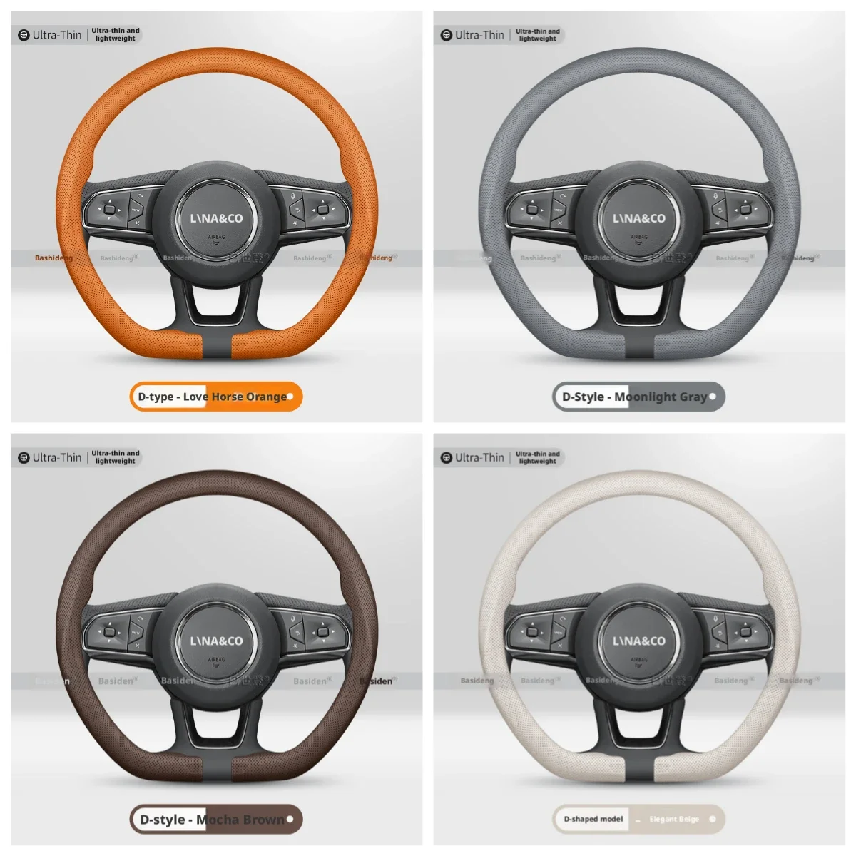 1.5MM Ultra Thin Premium Nappa Leather Steering Wheel Cover Sporty Breathable 37-38CM For LYNK & CO 01 02 08 EM-P 03 05 06 09
