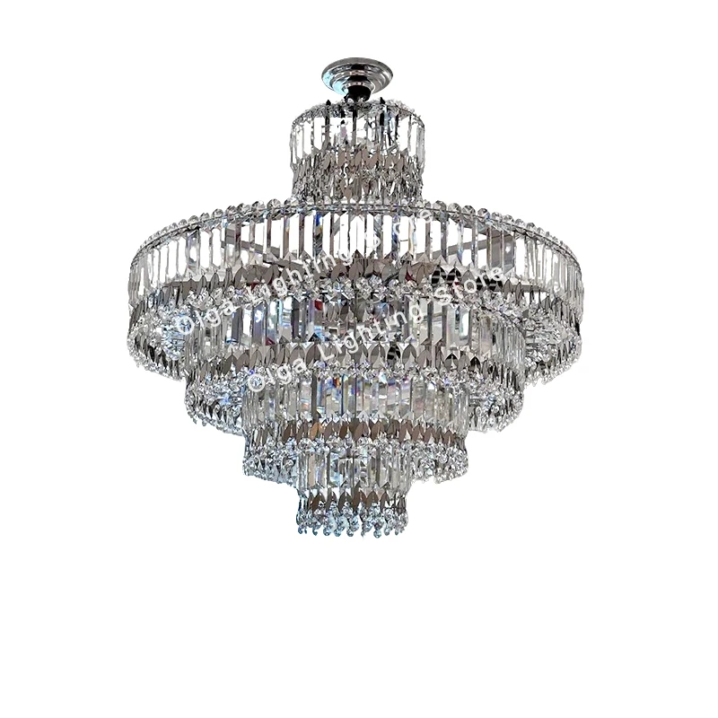 

Villa Large Crystal Chandelier Chrome Nordic Luxury Big Hanging Lamp for Dining Room Decoration Lustres