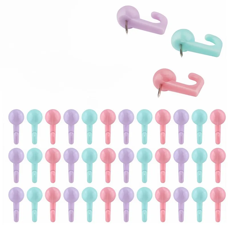 86 pcs Random Color Push Pin Hooks, Sturdy and Easy to Install, for Photo Walls, Corkboards and Calendars