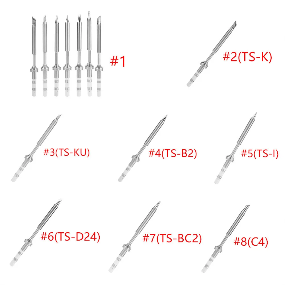 7 tipi Mini punte per saldatore in acciaio inossidabile di ricambio per saldatore TS100 Mini punta per saldatore punta per saldatore