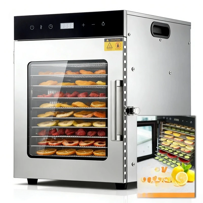Stainless Steel Digital Food Dehydrator Machine with 10/12 Tray,Adjustable Temperature&24H Timer,Jerky Maker for Fruit Vegetable