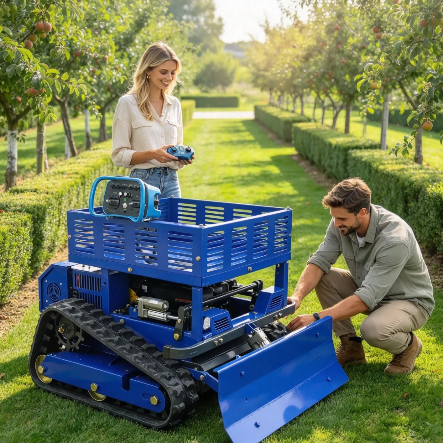 Customized Remote Control Lawn Mower multi-height adjustable cutting deck, maintain large-area lawns inside hotel courtyards