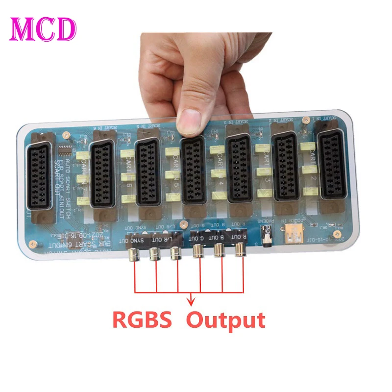 Acrylic Shell Upgrade SCART Switcher 6 IN 1 OUT 6 SCART ( EUR ) IN and 1 OUT auto switch 1*SCART EUR output + 1*JAP SCART output