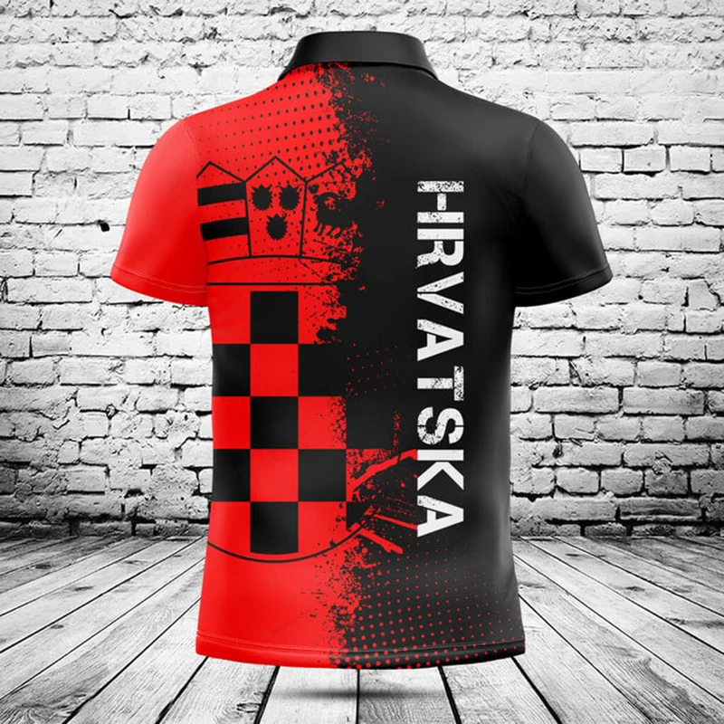 Custom Croatia Shield Graphic Polo Shirt Summer Casual Men's Fashion Loose Cool E-Sports Jersey Oversized Short Sleeve Tops