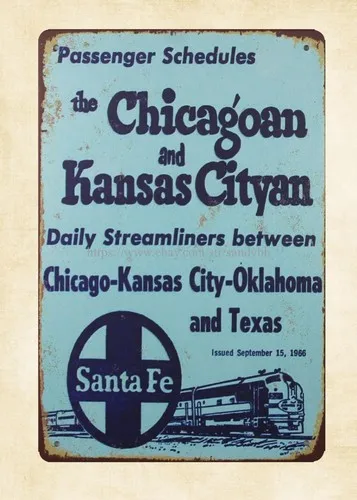 Santa Fe Chicagoan And Kansas Cityan metal tin sign country decor-Aluminum