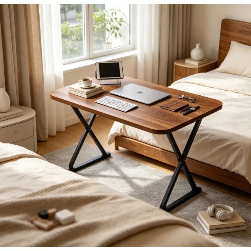 Solid Wood Foldable Laptop Desk for Bed, Large Portable Dorm Study Table, Adjustable Height for Window Sill & Lazy Users