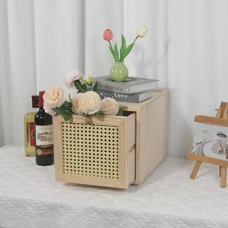 Solid wood multi-functional locker, free combination of square design, hollow surface of small casual drawer