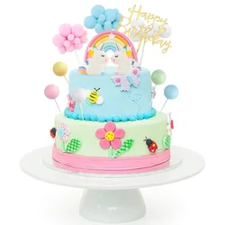 Unicorn Cake Topper Kit Cloud Rainbow Cake Topper Cupcake Picks Set Include Cloud Balloon Moon Stars Birthday Party Baking Deco