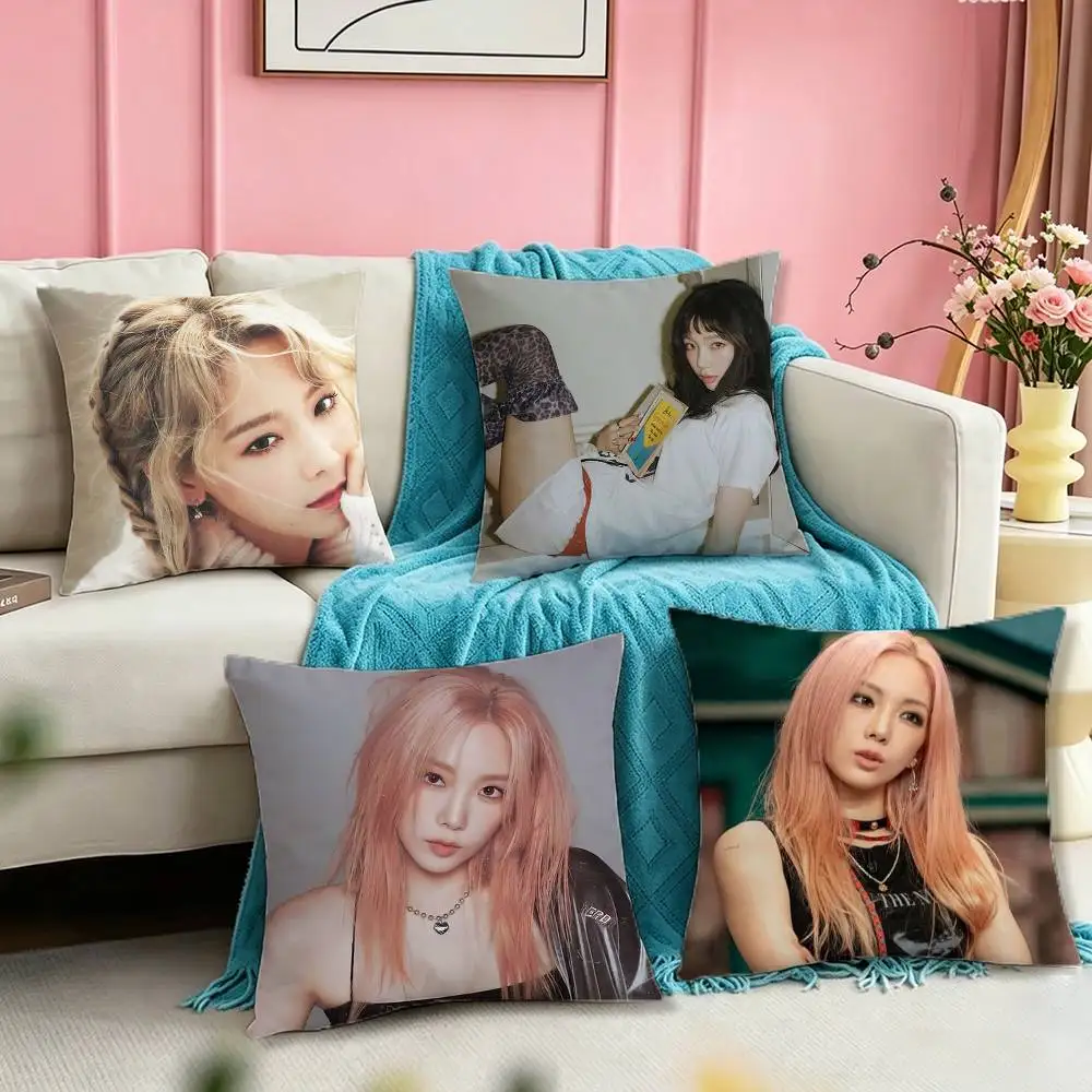 

K-POP Singer Kim T-Taeyeon Square Double-Sided printed Pillow Case Bedroom Bedside Pillow Sofa Cushion Cover