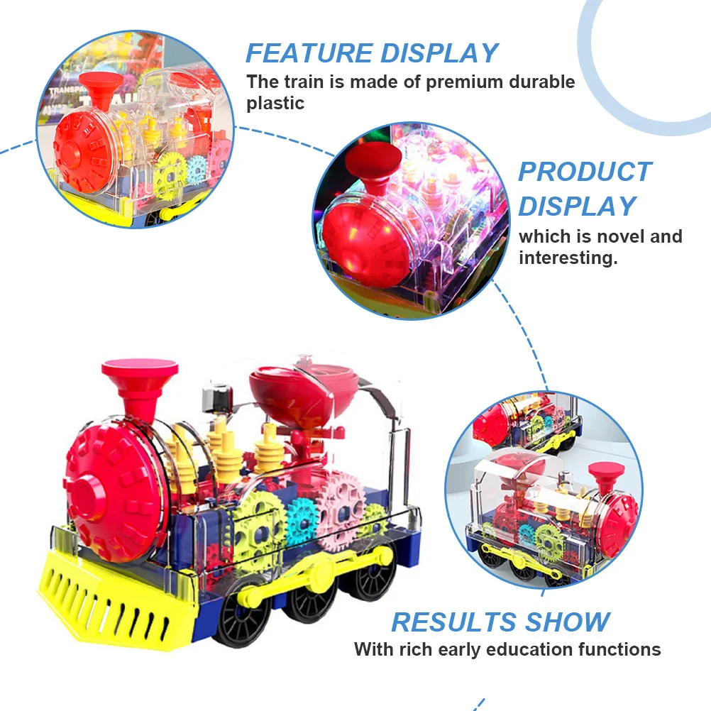 قطار كهربائي للأطفال بعجلات اتجاهية وأضواء وامضة ومحاكاة صوت غير عن بعد