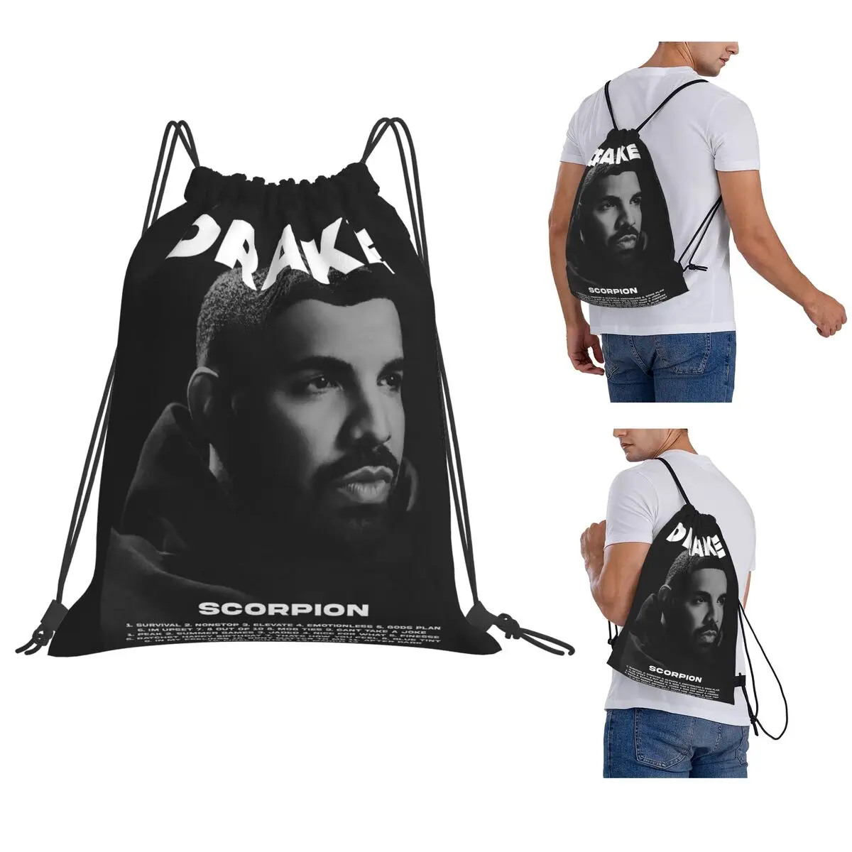 Hip Hop Rapper Drake Take Care Album Backpacks Multi-function Drawstring Bags Sports Bag Book Bags for Travel Students