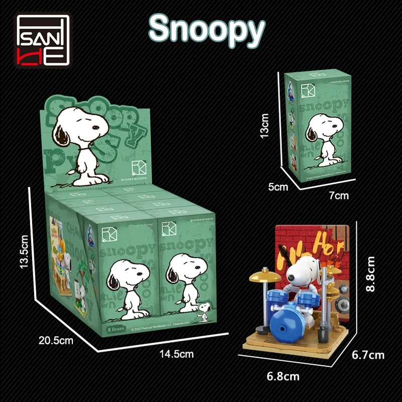 Genuine Peanuts Snoopy Building Blocks Anime Figure Models Bricks Desktop Decoration Anime Kawaii Dolls Toys Kids Holiday Gifts