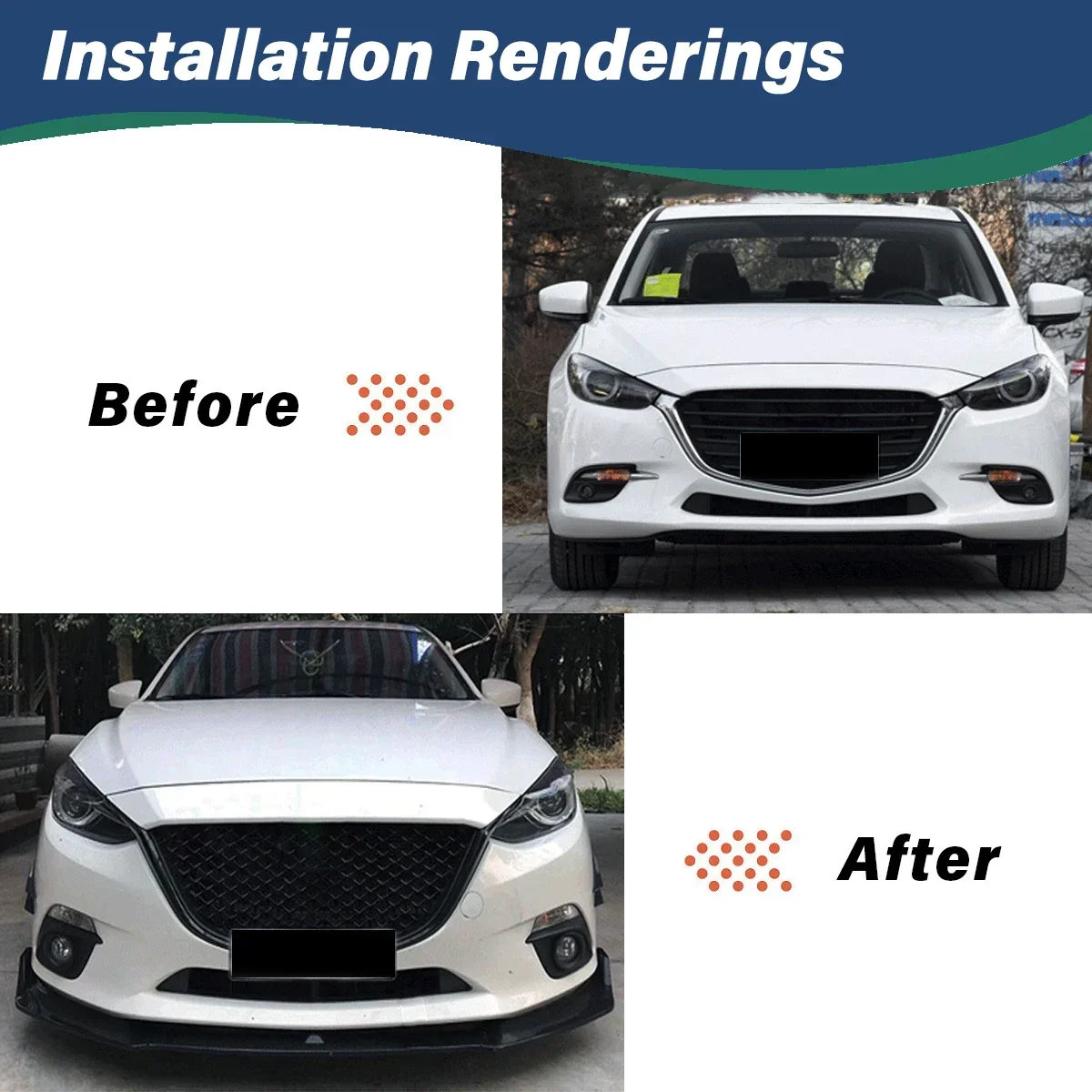 For Mazda 3 Axela 2014 2015 2016 Front Bumper Honeycomb Racing Grille Car Air Intake Hood Grid Radiator Body Modification Kit