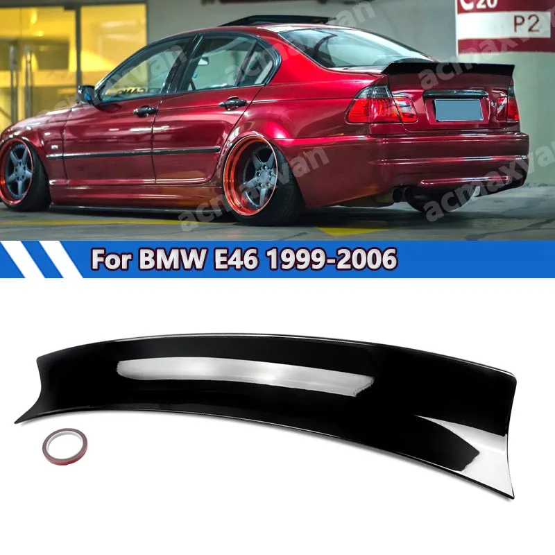 Für 1999–2006 BMW E46 323i 325xi 330xi M3 Limousine hinten JDM Boot Trunk Ducktail Spoiler Wing glänzend schwarz Heckflügel Body Kit