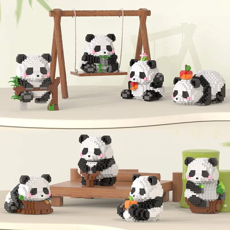 Mini National Tide Cute Panda Micro Assemable Building Blocks Hobbies Diy Animals Bricks Model Toys For Children Birthday Gift