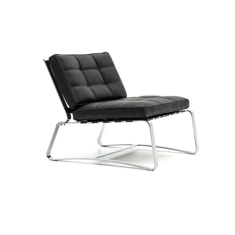 

#Customized Modern Aesthetics Design Delaunay Chair Luxury Stainless Steel Comfortable Leisure Hotel Villa Leather Lounge Chair