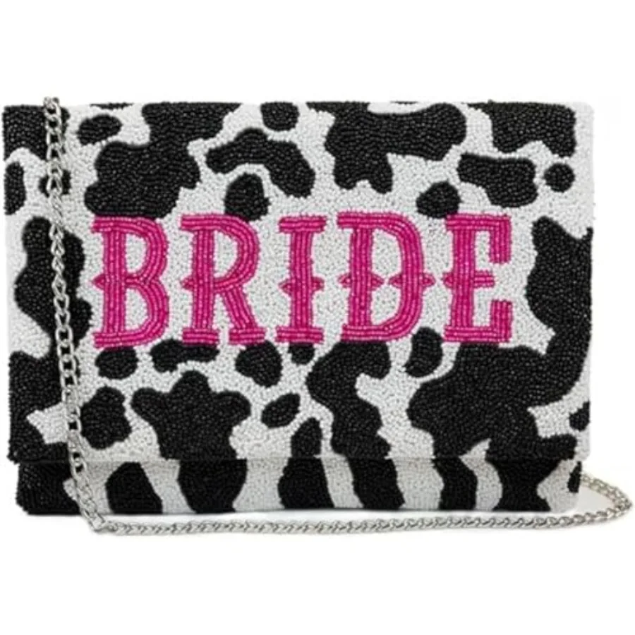 Clutch Purse for Wedding Day: Beaded, Ivory, Elegant Sparkle Compact Carry