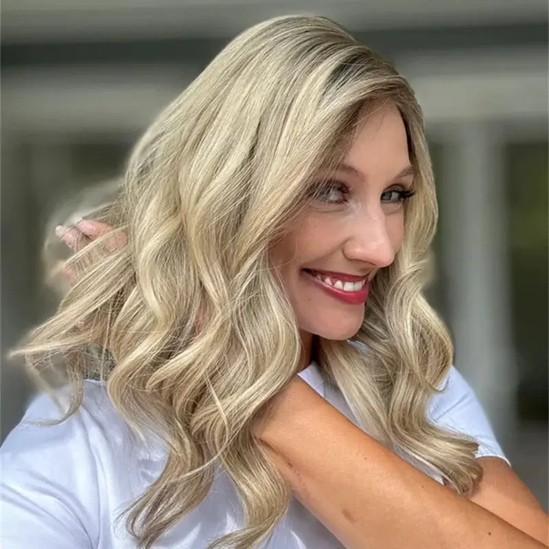 180% الكثافة المرأة شعر مستعار جديد في أومبير الذهبي شقراء HD الاصطناعية الدانتيل شعر مستعار أمامي خليط الشعر البشري شعر مستعار اصطناعي حفلة يوميا #3