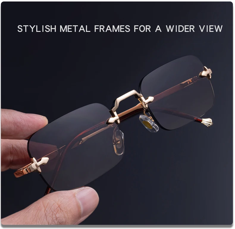 Kleine Rahmen Rechteck Randlose Punk Sonnenbrille Männer 2025, Luxus Marke Vintage Metall Sonnenbrille Für Männliche Klassische Shades UV400 – Detail 6