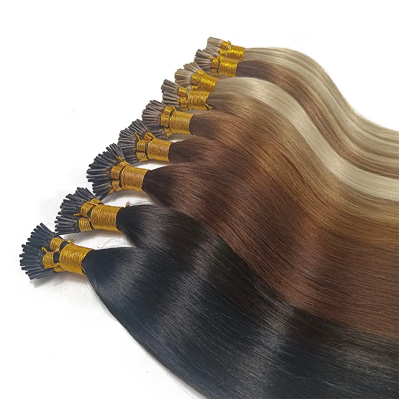 Straight I Tip Hair Extensions Natural Real Human Hair Fusion Capsule Keratin Hair Extensions Brown Blonde 1g/Strand For Salon