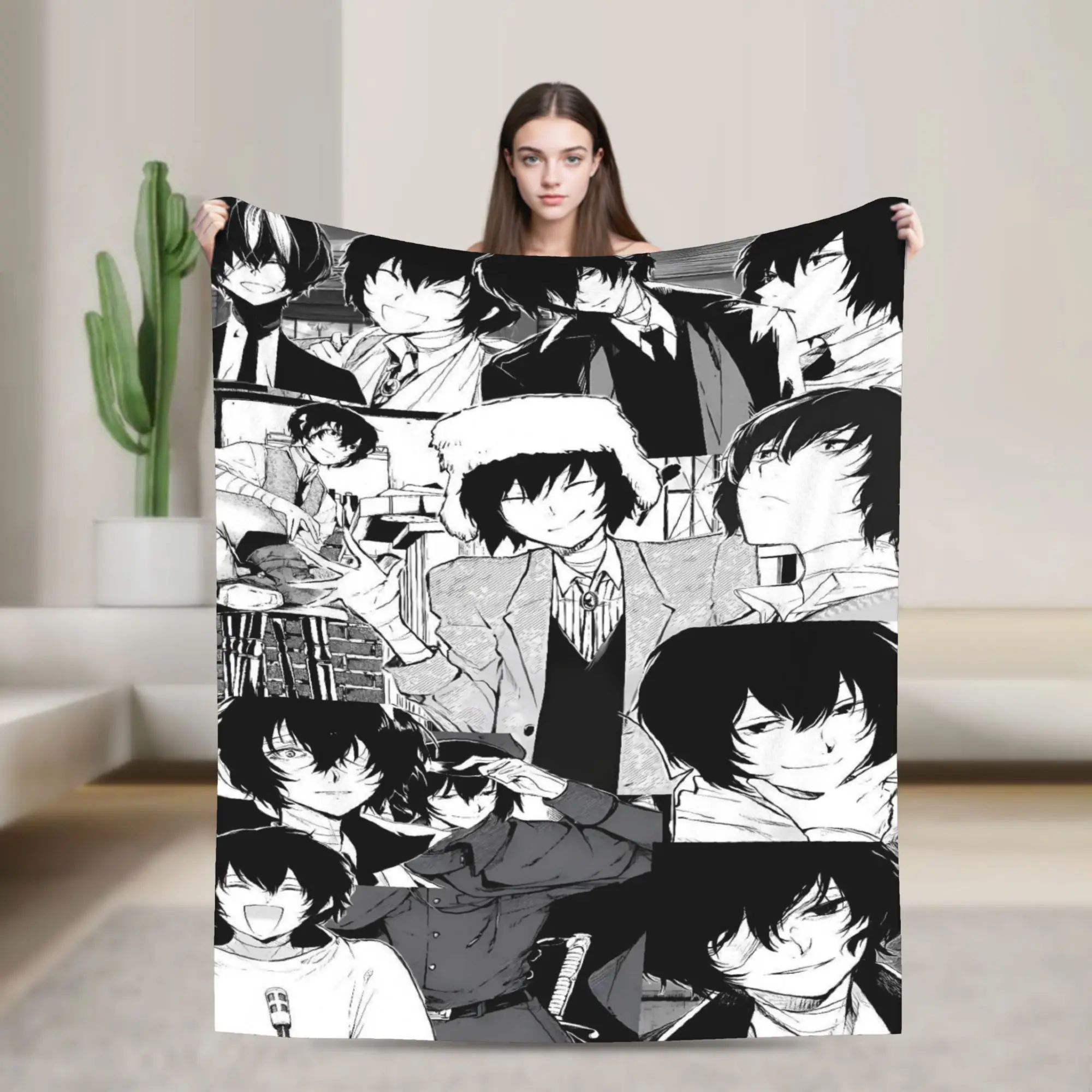 Soft Warm Blanket Camping Dazai Bungo Stray Dogs Bedding Throws  Flannel Bedspread For Couch Chair Fluffy Sofa Bed Cover