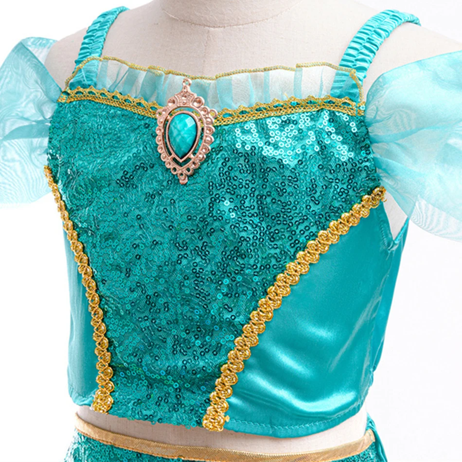 الياسمين تأثيري الأميرة ملابس الفتيات هالوين كرنفال تمويه موضوع حفلة زي الأطفال مرحلة الأداء وتتسابق #4