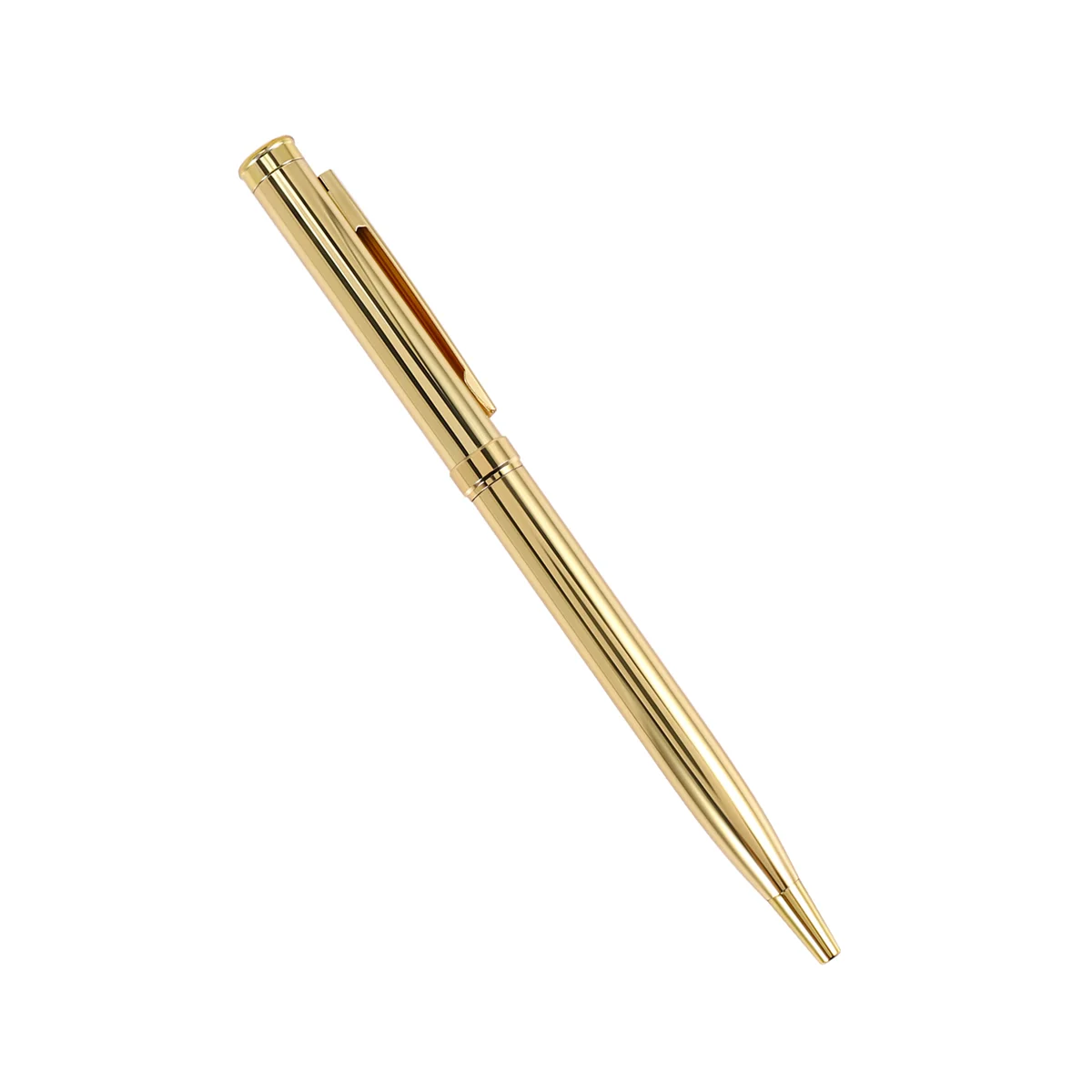Stylo à bille en métal en acier inoxydable, stylo à bille rotatif pour l'école et le bureau, pointe d'écriture lumineuse, 1.0mm, doré