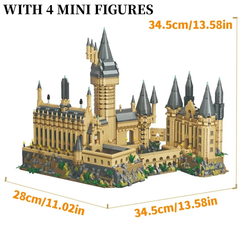 Micro Bricks City Creative medievale Magic Castle Series School Architecture Palace Model Building Blocks regali Kid Assembly Toys