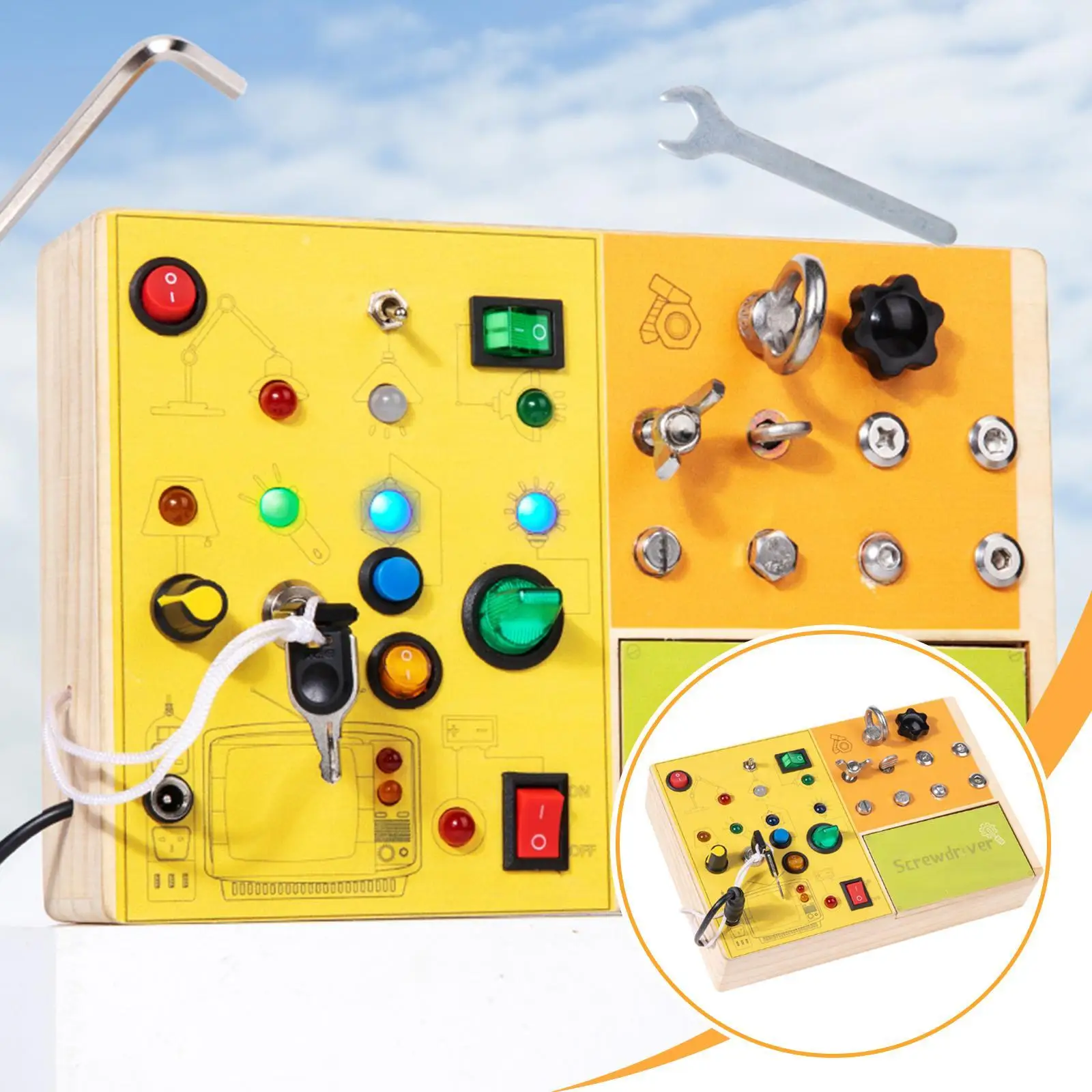 

Busy Board with Light Sensory Board for Travel Teaching Prop Early Educational for Children Preschool Kids Boys Girls Gifts