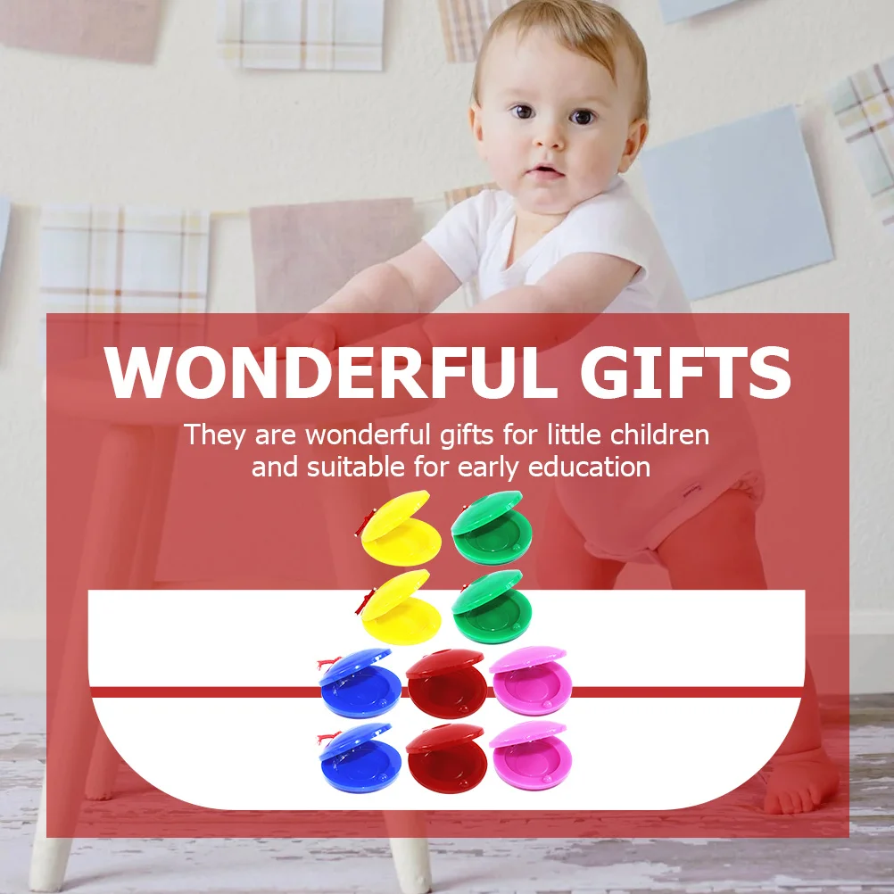 

10Pcs Smooth Finish Plastic Castanet for Children Musical Instrument Percussion Play Rhythm Learning Toddler Education Tool