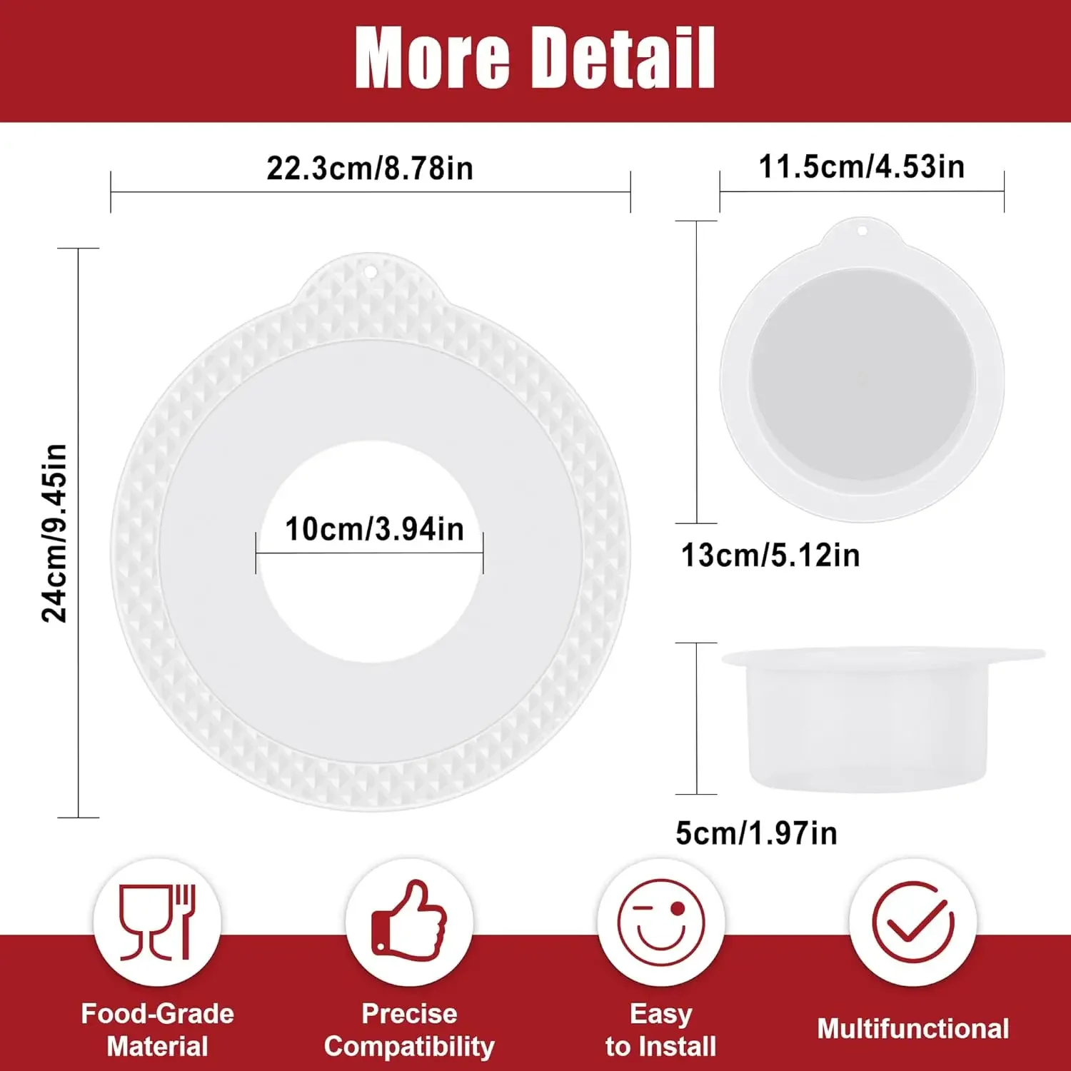 Mixer Bowl Cover and Secure Pouring Shield for KitchenAid 4.5-5 QT Tilt-Head Stand Mixers Prevent Ingredients from Spilling