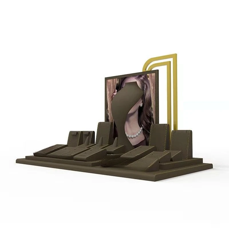 Jewelry Display, Microfiber Jewelry Display Set, Brown Jewelry Rack