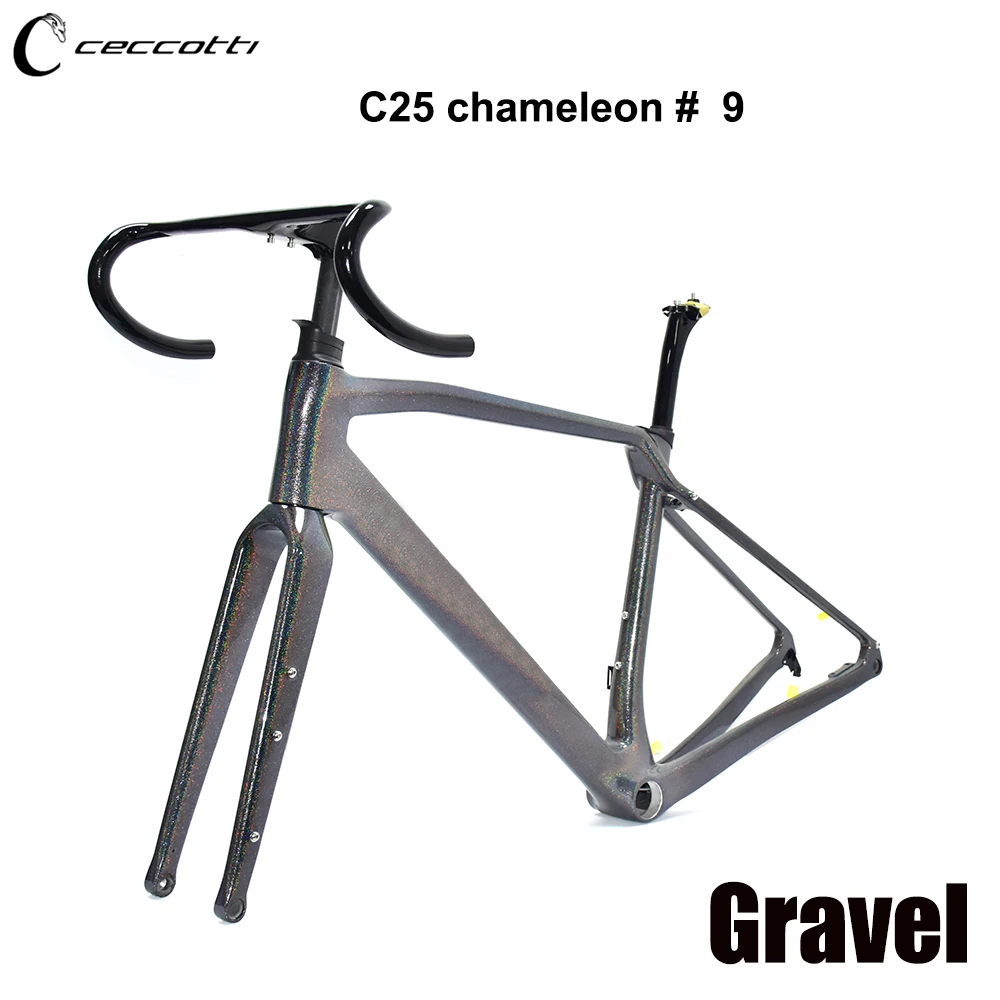 Carbon Gravel Bike Frame, Fit 140mm and 160mm Disc Brake, 700C * 47C and T47 BB, Internal Cable Bicycle Frameset Gravel