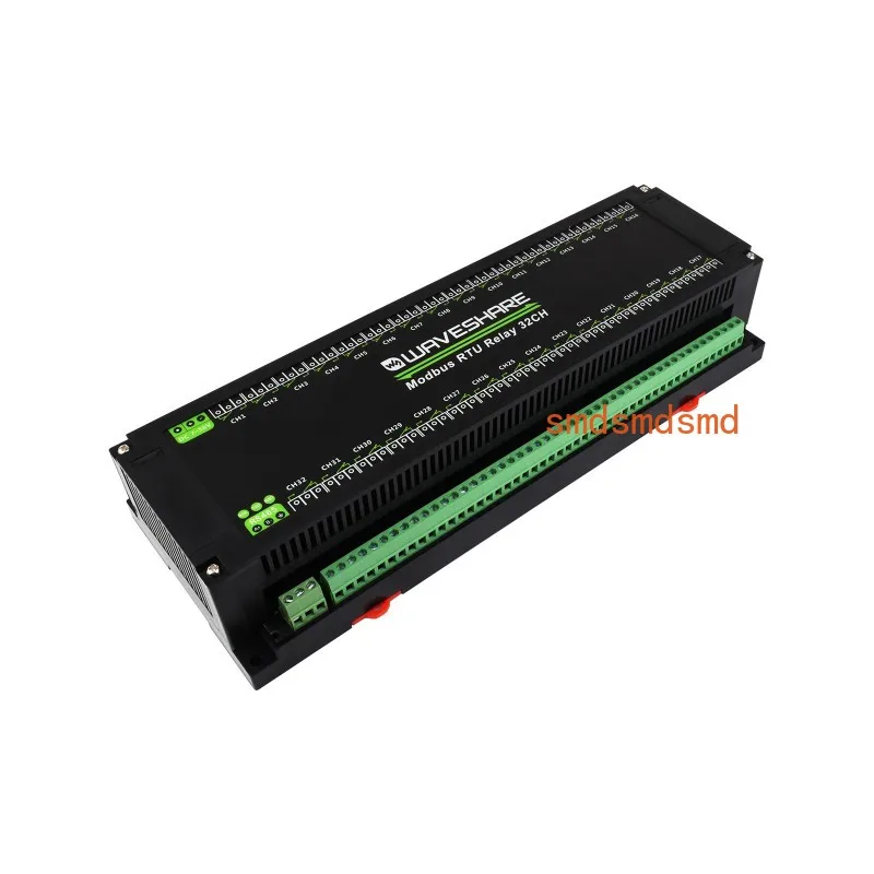 RTU 32-Ch Relay Module, RS485 Interface, With Multiple Isolation Protection Circuits, Industrial-Grade, Rail-Mount Case
