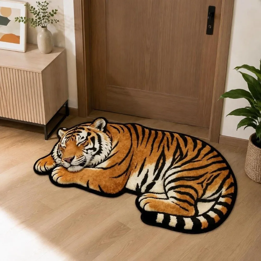 Absorbent Tiger Shape Rug Diatomite Non-slip Tiger Floor Mat Durable 40×60CM 50×80CM 60×90CM Irregular Bath Rug