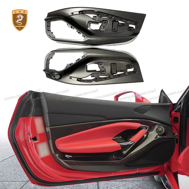 Real Dry Carbon Fiber Interior Vehicle Door Panel Cover For Ferrari  F8 OEM Style 2Pcs Car Replacement Bodykits