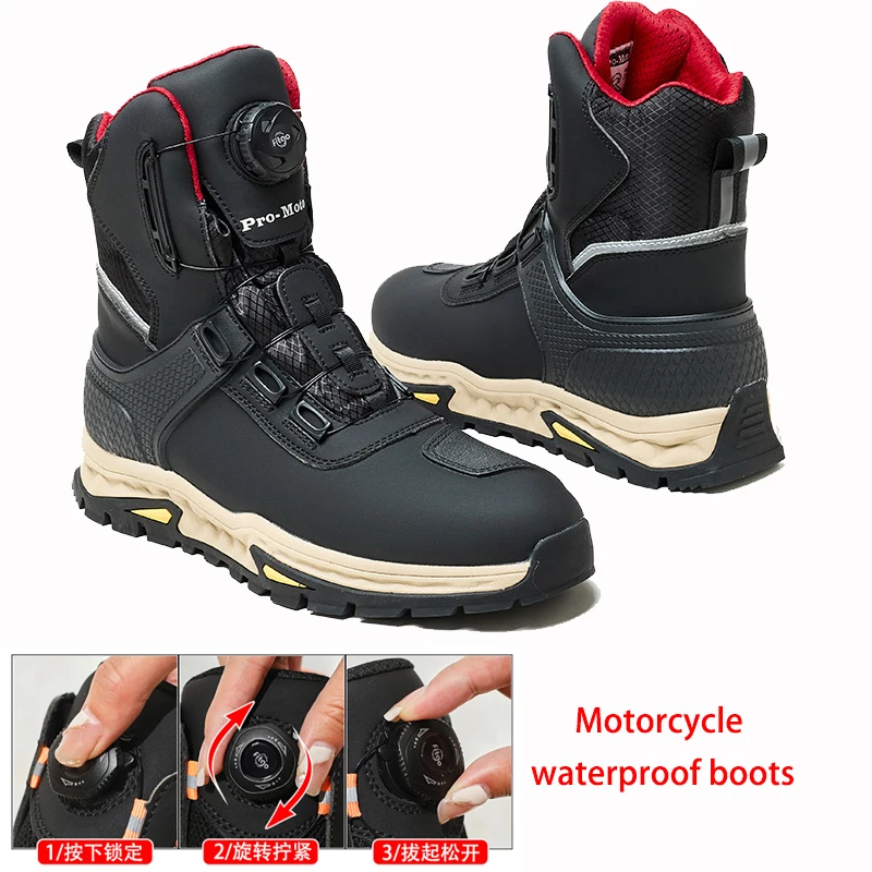 

Motorcycle Boot Waterproof Breathable Anti-fall Rider Road Racing Casual Boot Gear Shift Rubber Sole Bike Racing Men's Shoes