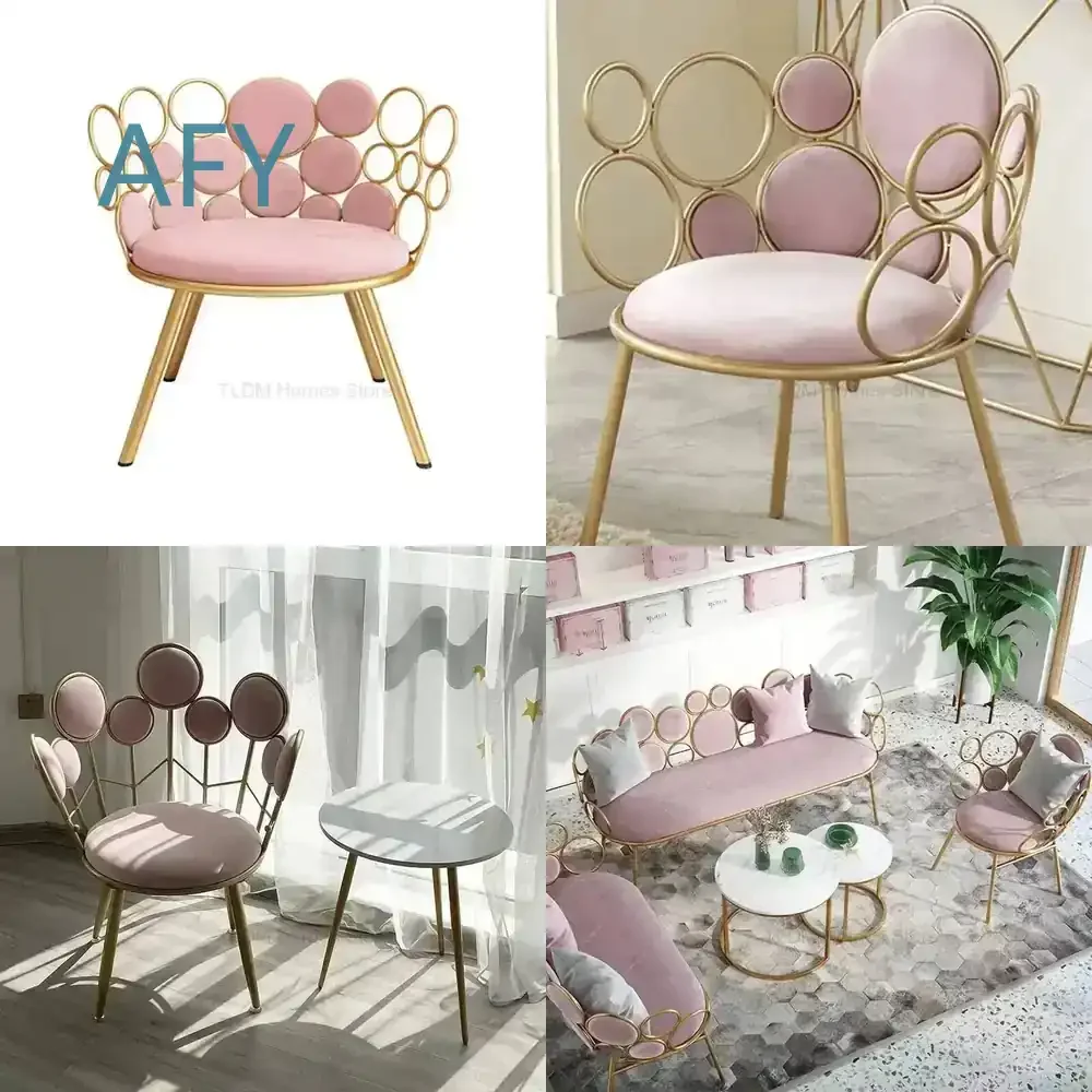 Backrest Chairs Armchair for Nordic Sofa Living Room Simple Creative Iron Home Art Bedroom Living Makeup Chairs for Modern