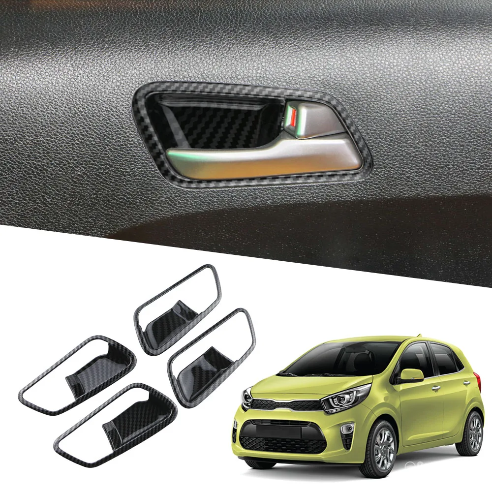 

For Kia Morning 2021 2022 2023 Inner Door Bowl 4Pcs Door Handle Bowl Frame Cover Decoration Sticker Trim Interior Accessories