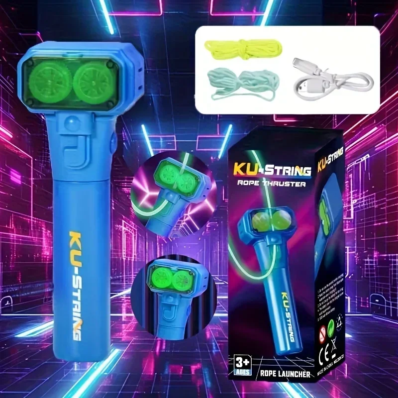 قاذفة حبل مضيئة مع مروحة دوارة - حفلة مضيئة، هيكل قوي ودوران سلس - هدية عيد ميلاد/عيد الميلاد #3