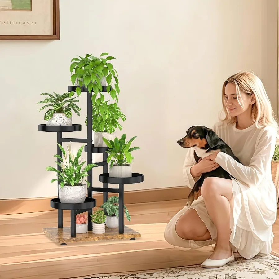iDavosic.ly 5 Tier Plant Stand Indoor Tiered Corner Flower Holder Shelf Outdoor Metal Tall Orchid Display Rack for Patio Porch